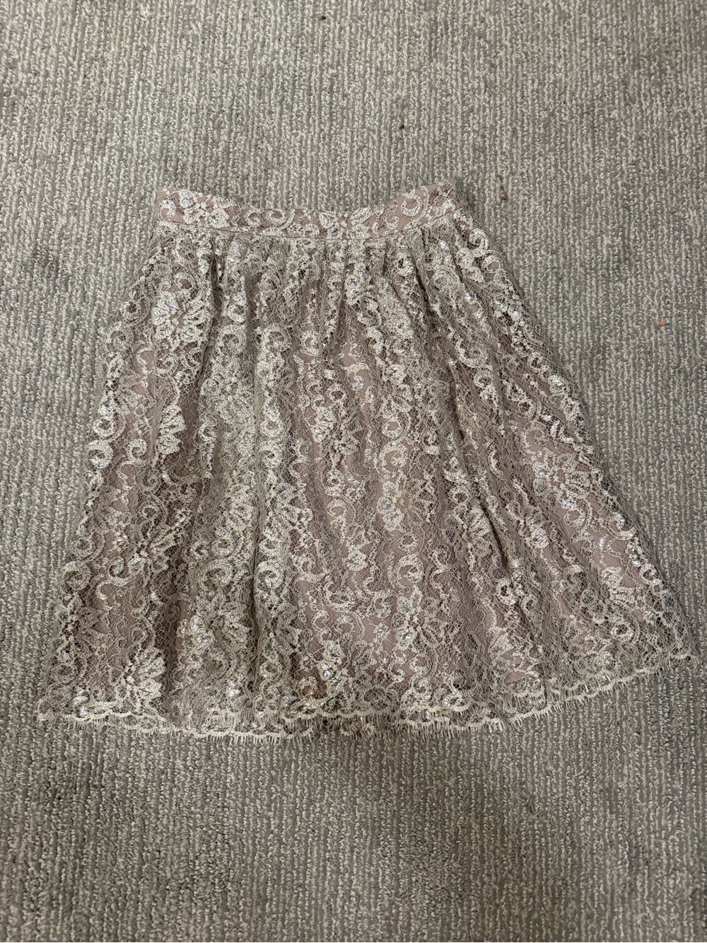 Anthropologie HD in Paris Metallic Lace Full Skirt Mauve Gold Size 6